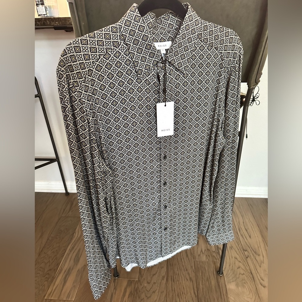 NWT Reiss men’s Tatten button collar dress shirt Large Slim fit (UK)